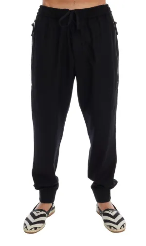 Black Wool Gym Sport Pants