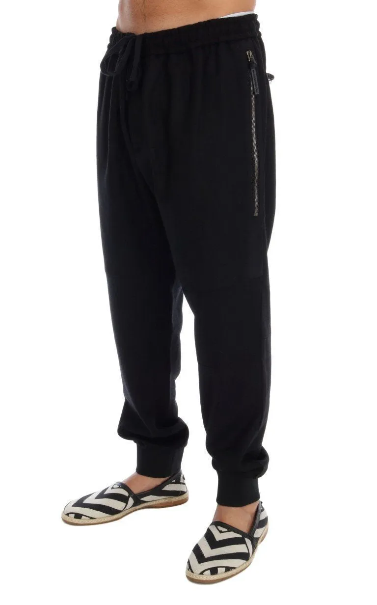 Black Wool Gym Sport Pants