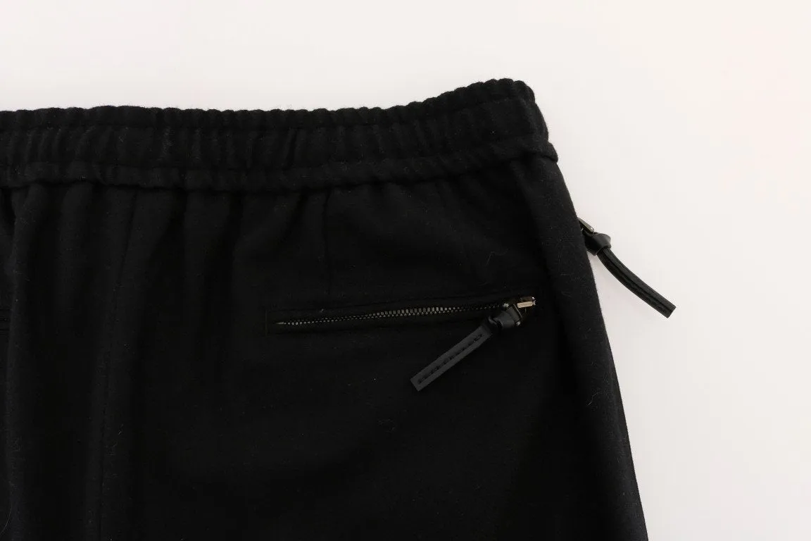 Black Wool Gym Sport Pants