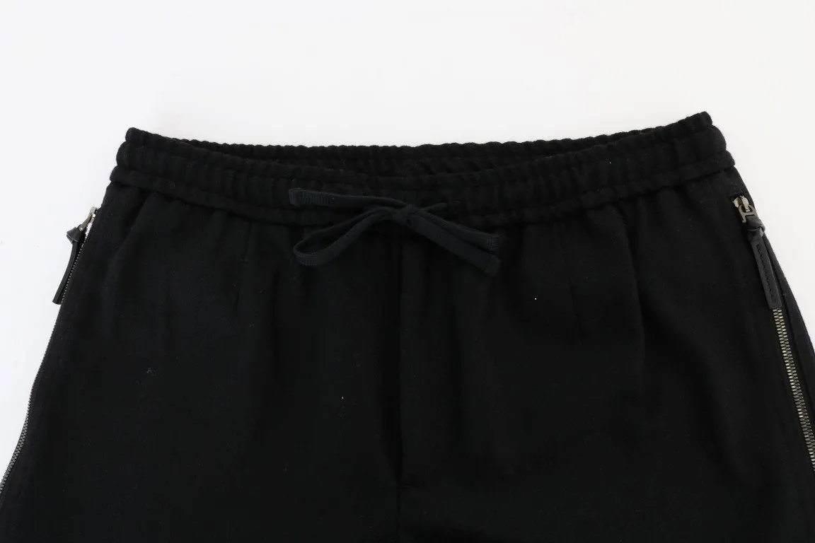 Black Wool Gym Sport Pants