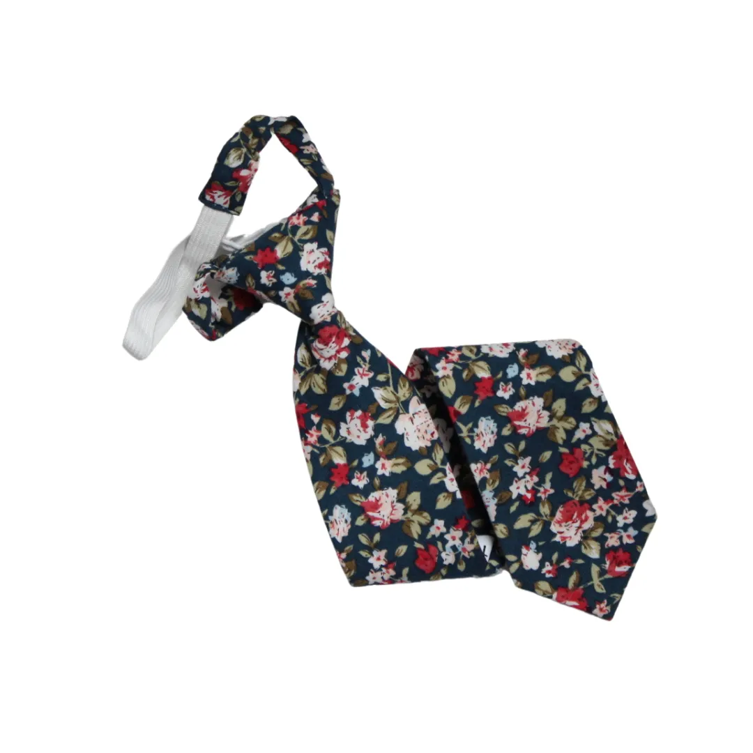Boy's Pre-Tied Floral Necktie: Light Blue