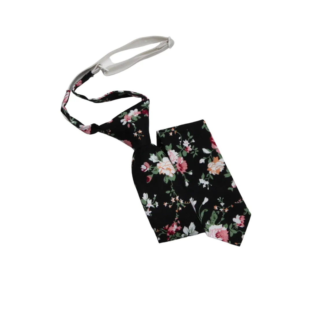Boy's Pre-Tied Floral Necktie: Light Blue