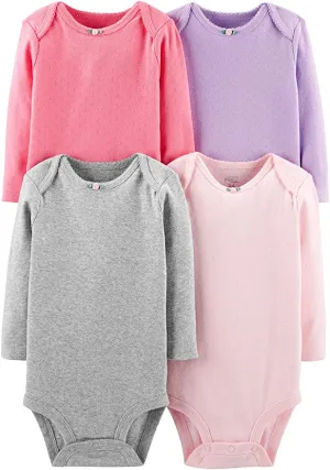 Brand new Simple Joys by Carter's Baby Girls' 4-pack Long Sleeve Bodysuits, 12 Months!