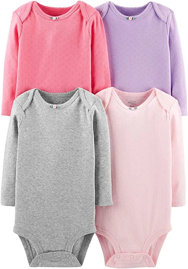 Brand new Simple Joys by Carter's Baby Girls' 4-pack Long Sleeve Bodysuits, 12 Months!
