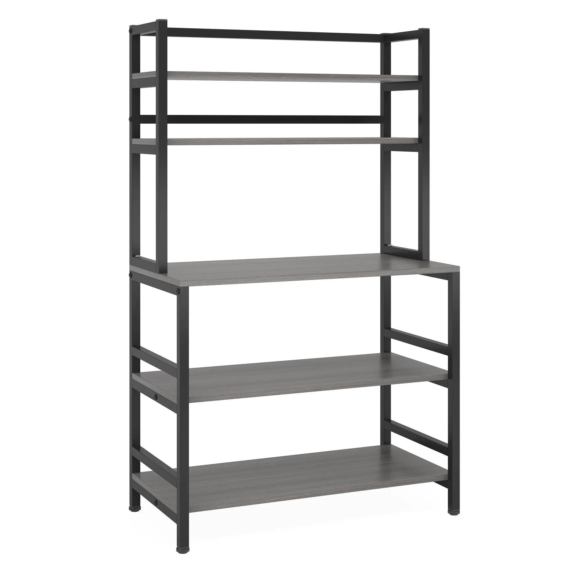 Brown/Black 5-Tier Industrial Kitchen Bakers Rack Microwave Stand, Kitchen Utility Storage Shelf