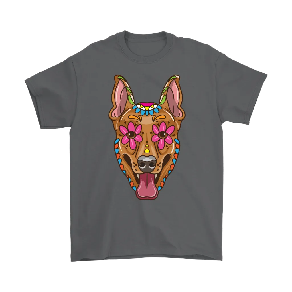 Candy Skull Dog, Gift for Dog Lover, Dog and Flowers Shirt, Colorful Dog T-shirt