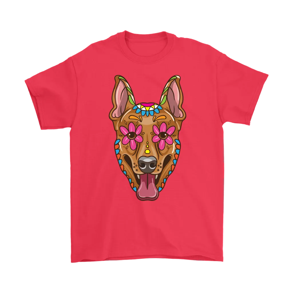 Candy Skull Dog, Gift for Dog Lover, Dog and Flowers Shirt, Colorful Dog T-shirt