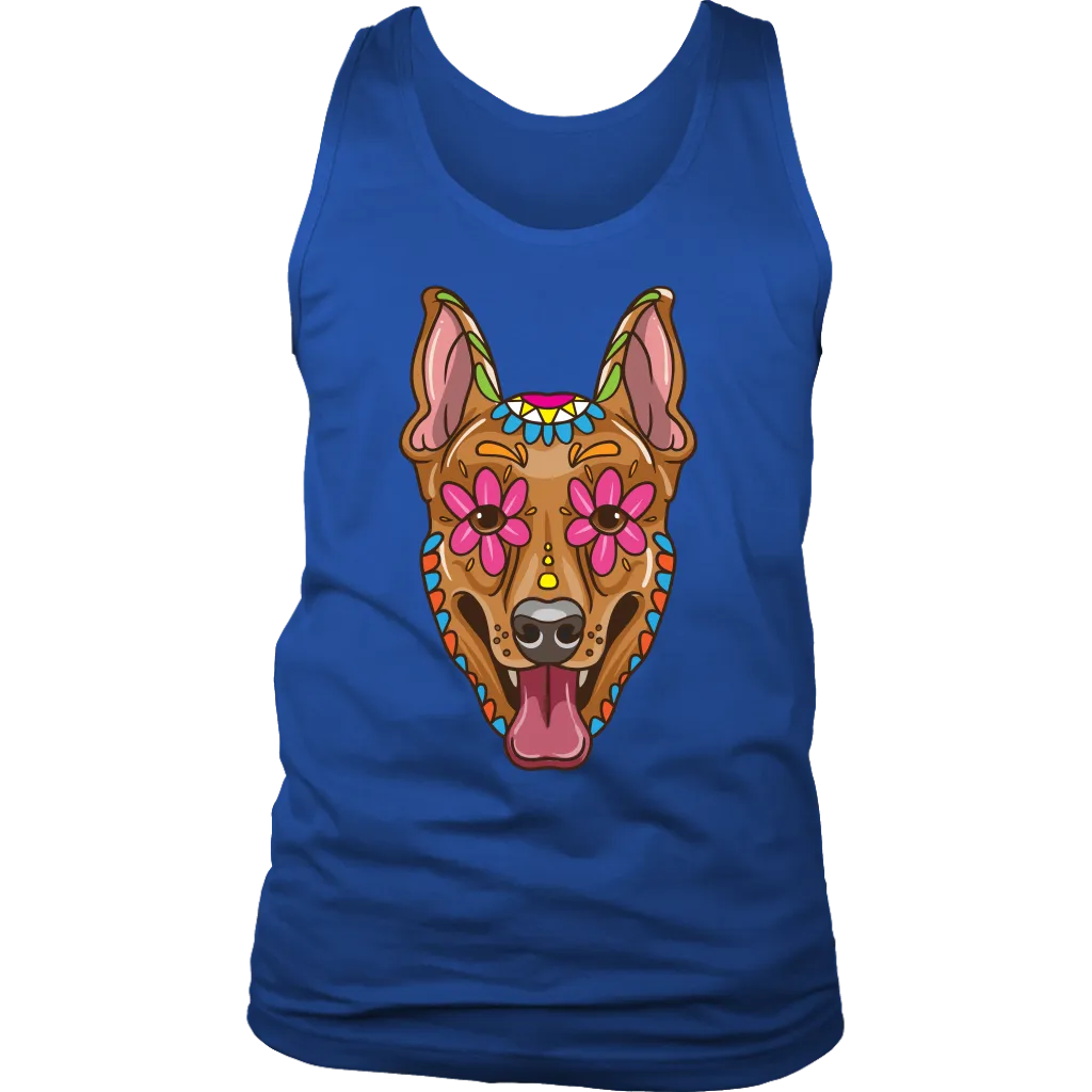 Candy Skull Dog, Gift for Dog Lover, Dog and Flowers Shirt, Colorful Dog T-shirt