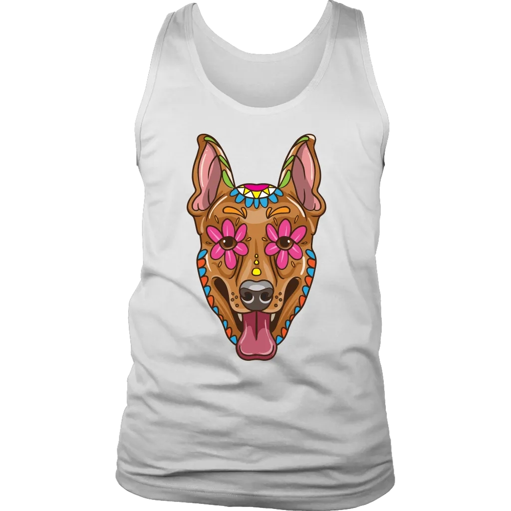Candy Skull Dog, Gift for Dog Lover, Dog and Flowers Shirt, Colorful Dog T-shirt