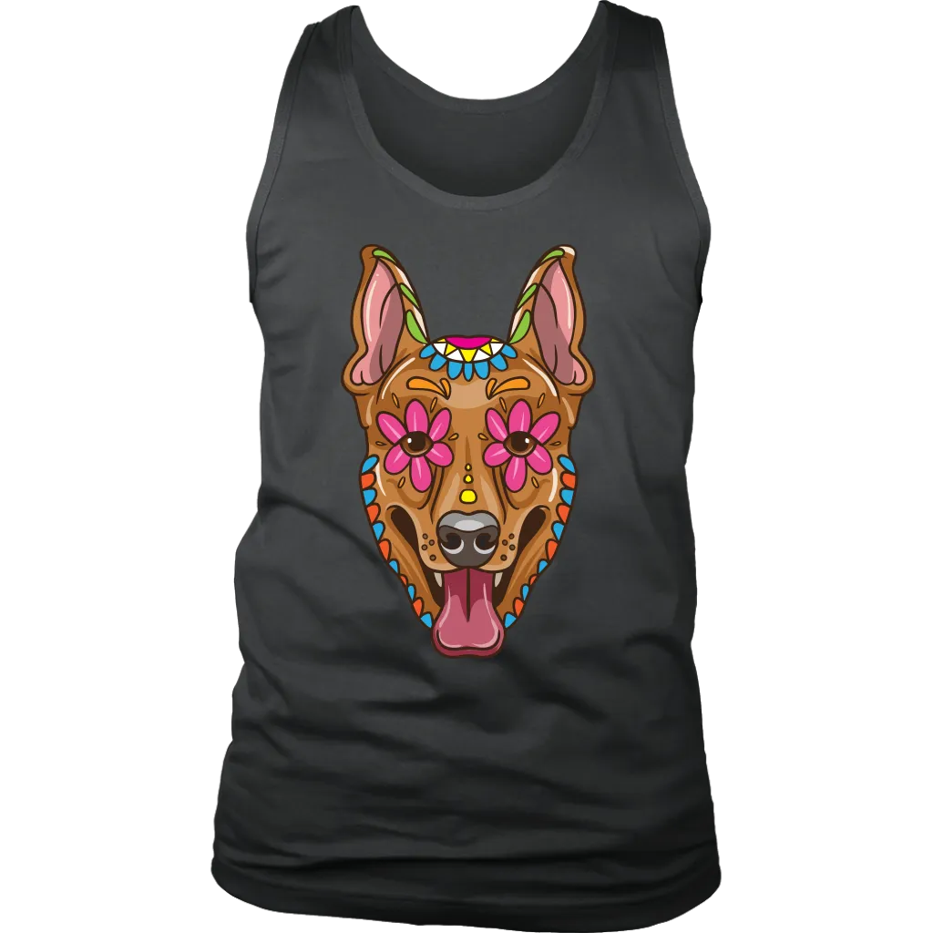 Candy Skull Dog, Gift for Dog Lover, Dog and Flowers Shirt, Colorful Dog T-shirt