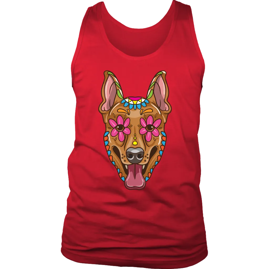 Candy Skull Dog, Gift for Dog Lover, Dog and Flowers Shirt, Colorful Dog T-shirt