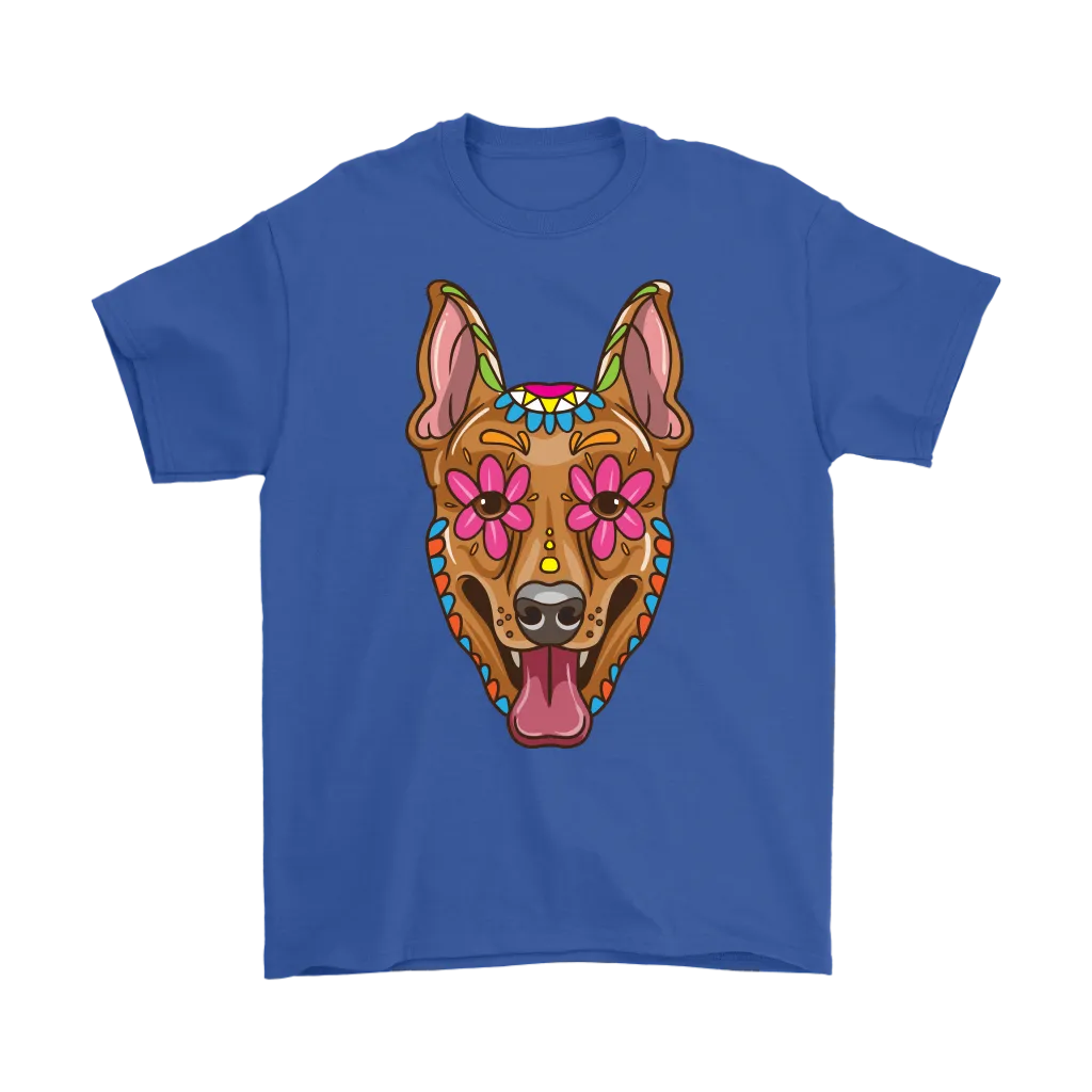 Candy Skull Dog, Gift for Dog Lover, Dog and Flowers Shirt, Colorful Dog T-shirt