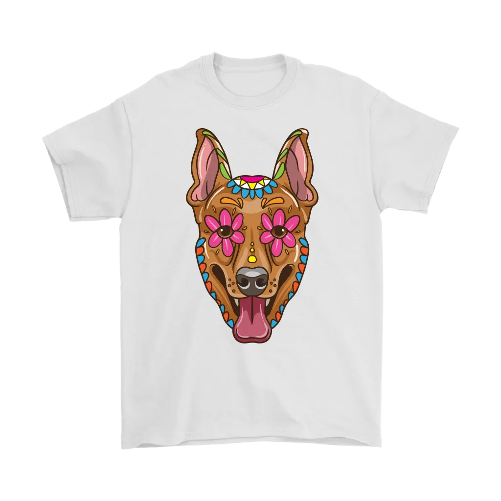 Candy Skull Dog, Gift for Dog Lover, Dog and Flowers Shirt, Colorful Dog T-shirt