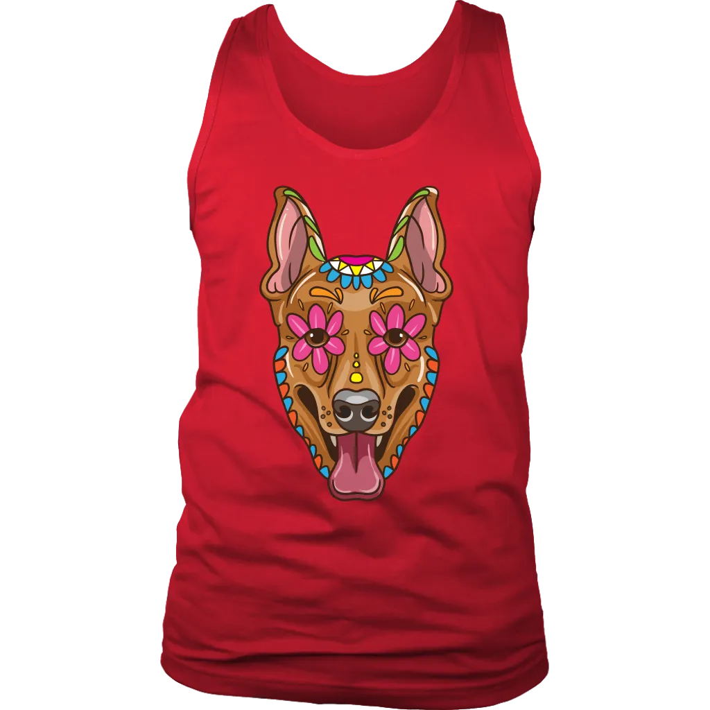 Candy Skull Dog, Gift for Dog Lover, Dog and Flowers Shirt, Colorful Dog T-shirt