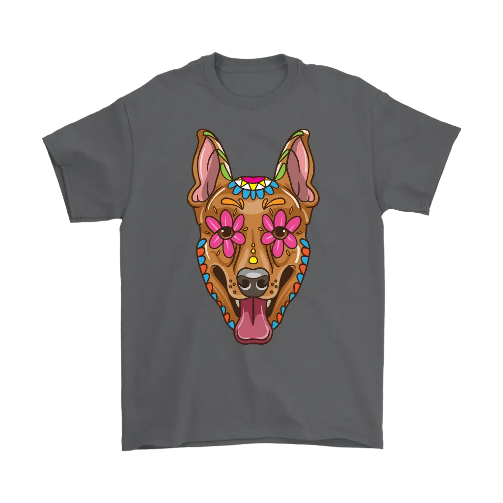 Candy Skull Dog, Gift for Dog Lover, Dog and Flowers Shirt, Colorful Dog T-shirt