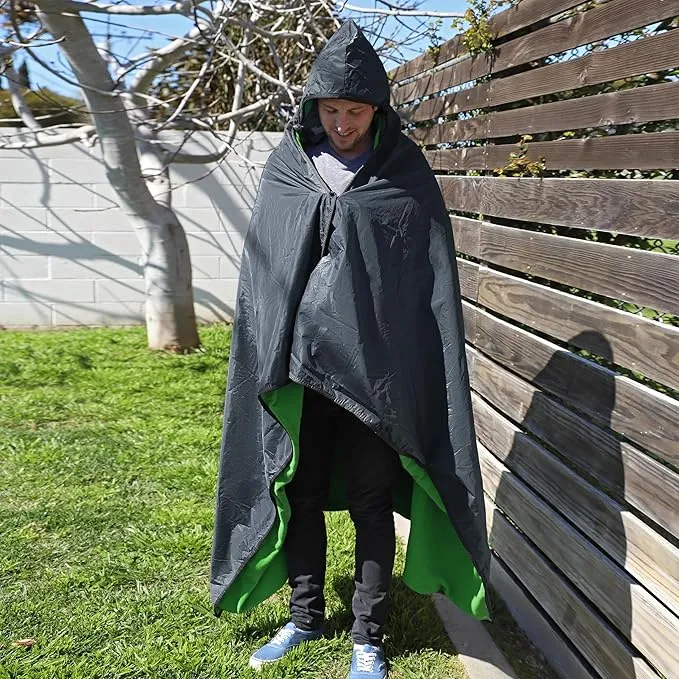 Catalonia Waterproof Blanket for Outdoor, Hooded Blanket Poncho, Windproof, Warm for Stadium,Sporting Events, Camping