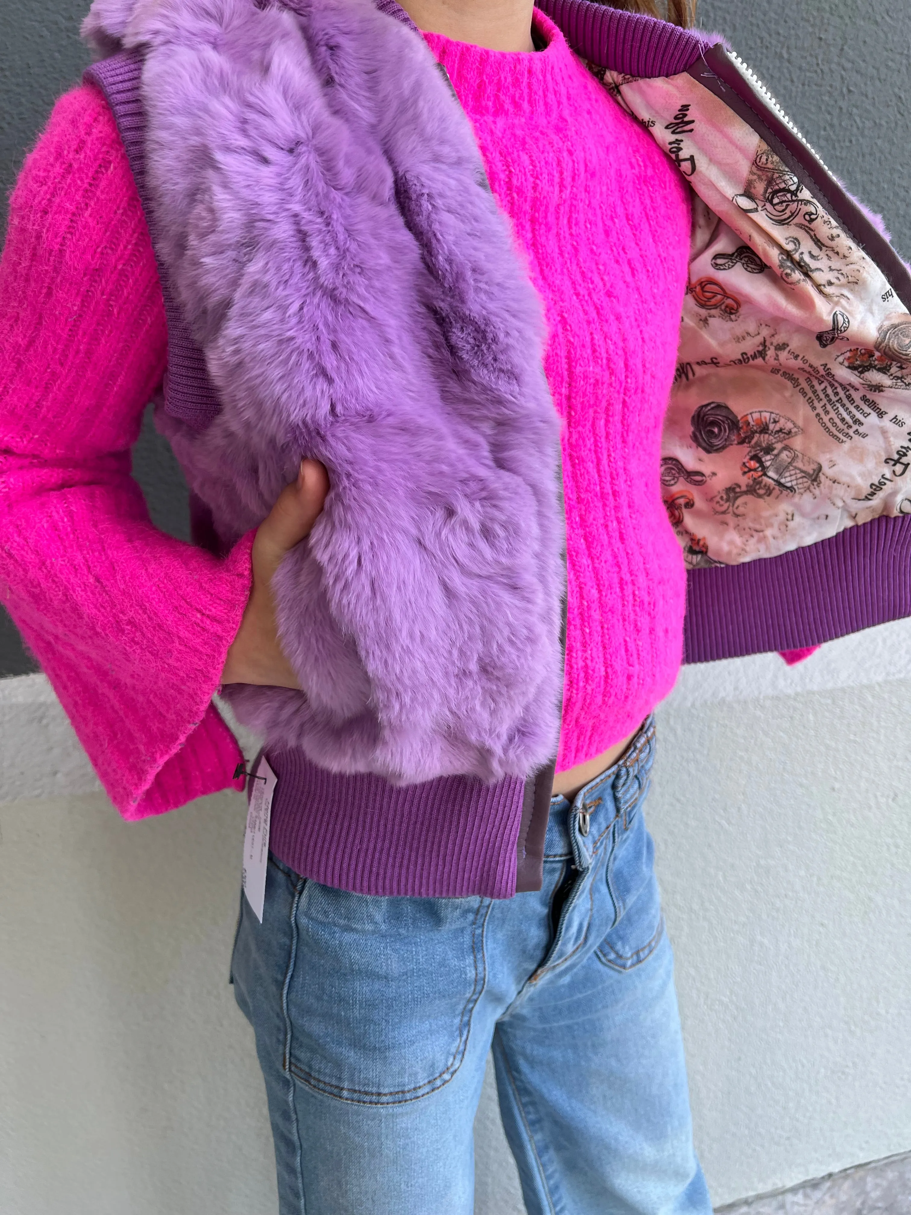 Children's Purple Rabbit Fur Vest