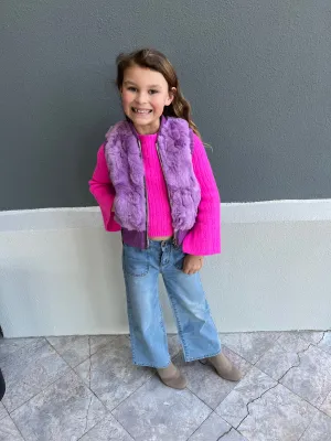 Children's Purple Rabbit Fur Vest