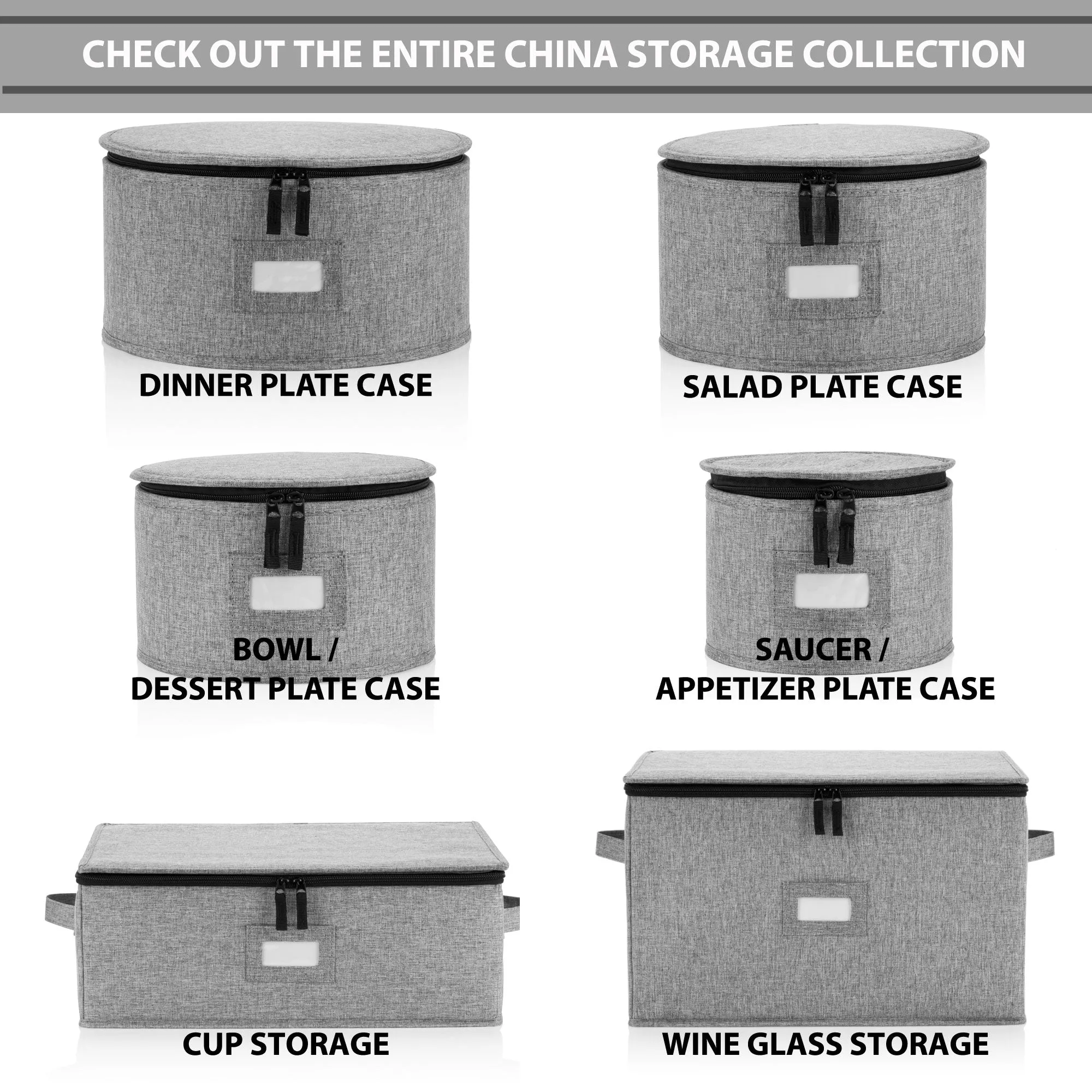 China Storage Case for Salad Plate - 10" W x 6" H - Includes 12 Felt Dividers