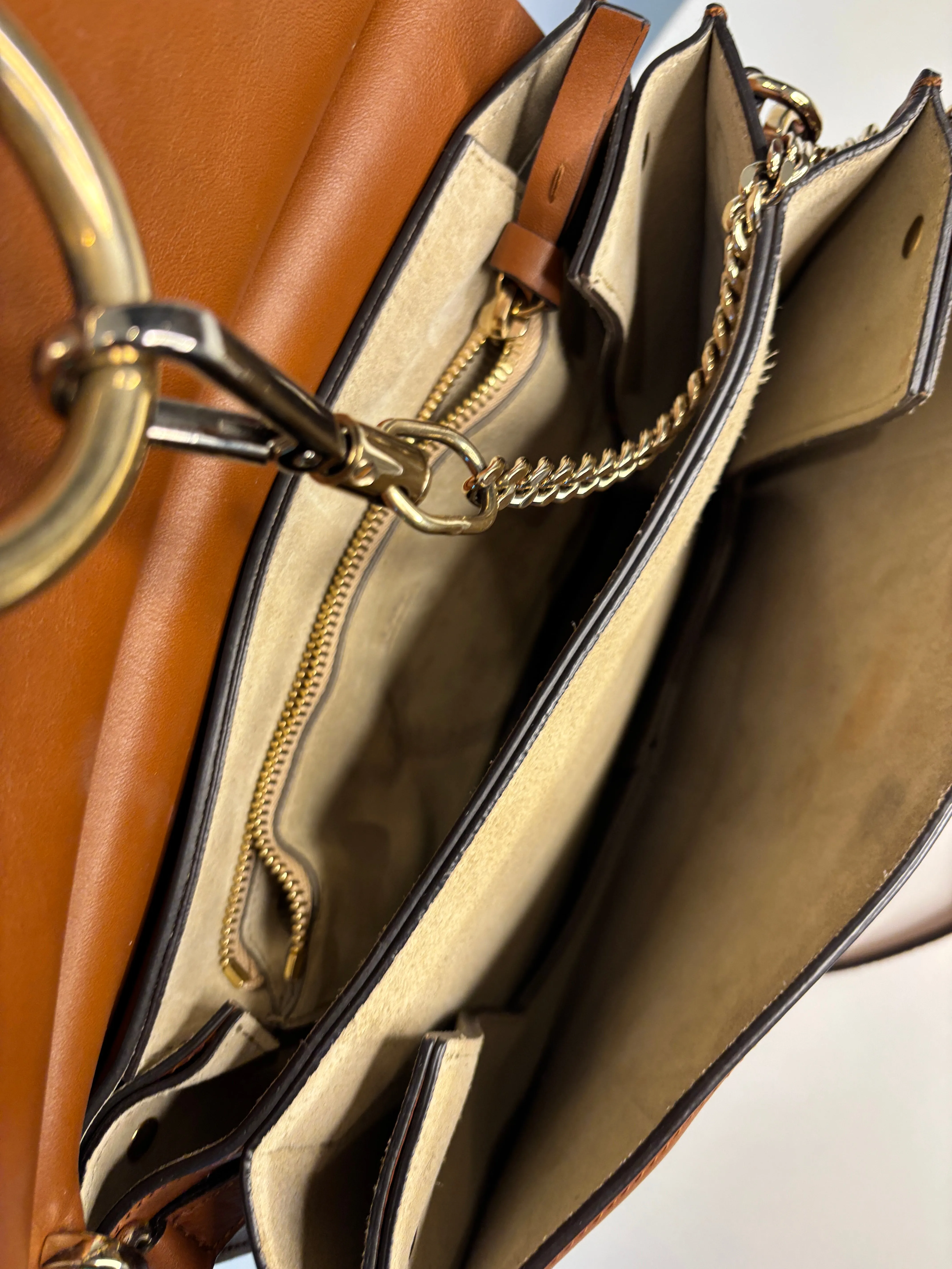 Chloe Faye Medium Brown Leather and Suede Shoulder Bag Preloved