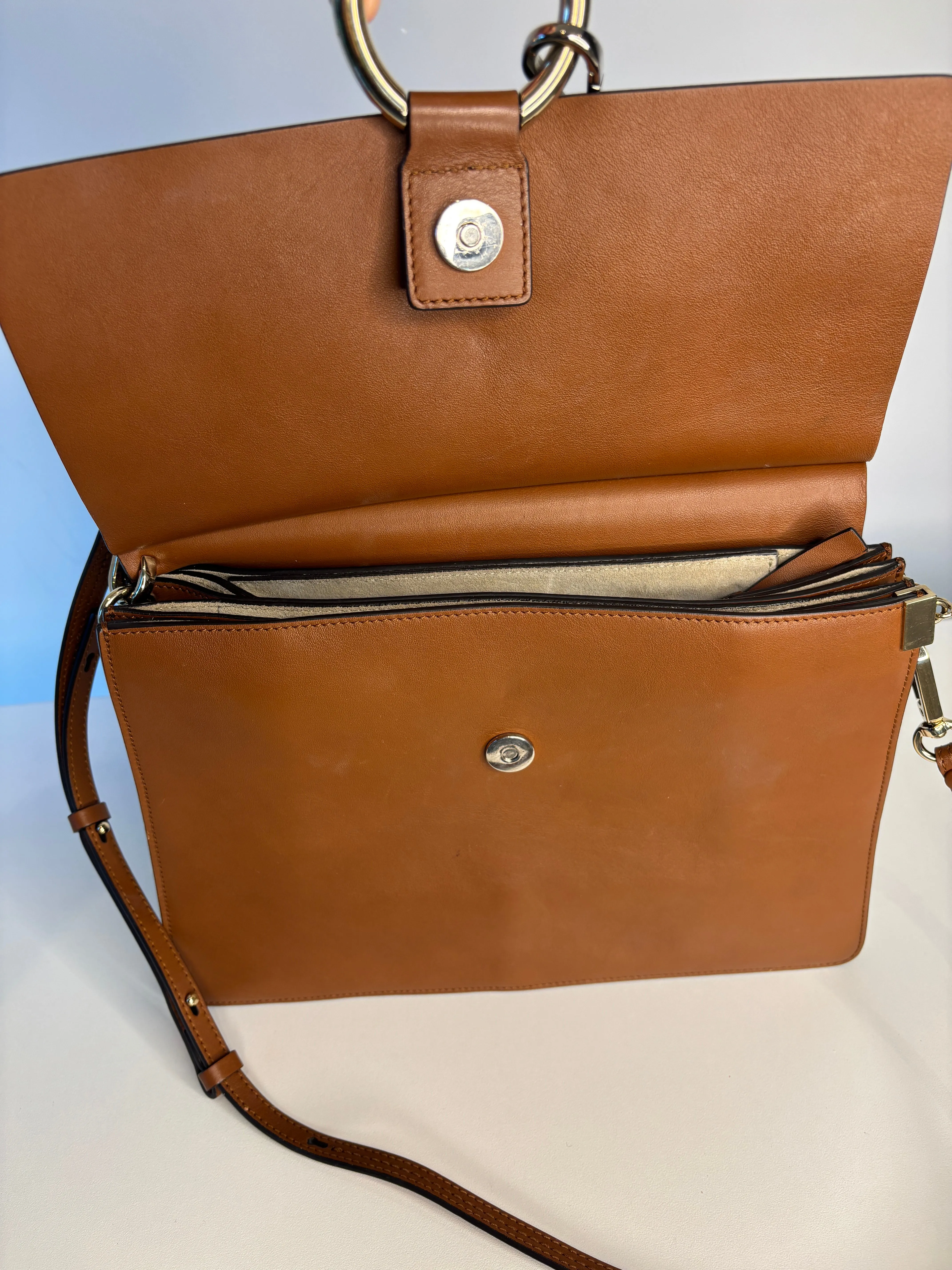 Chloe Faye Medium Brown Leather and Suede Shoulder Bag Preloved