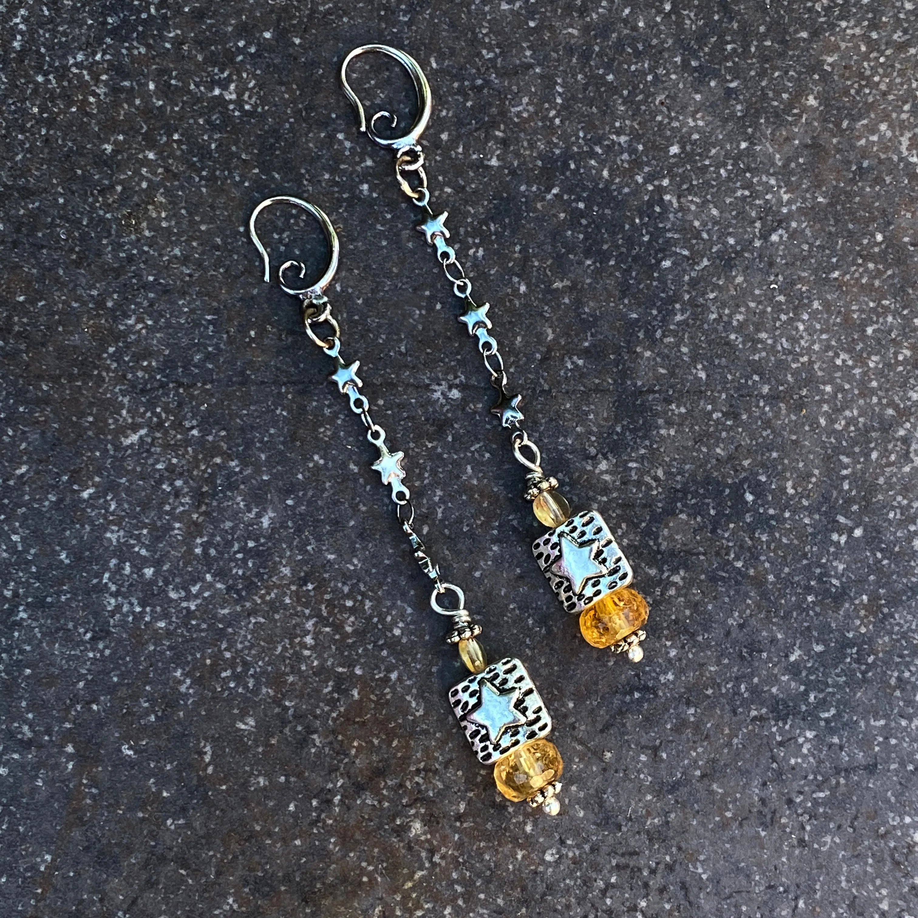 Citrine and Star Earrings