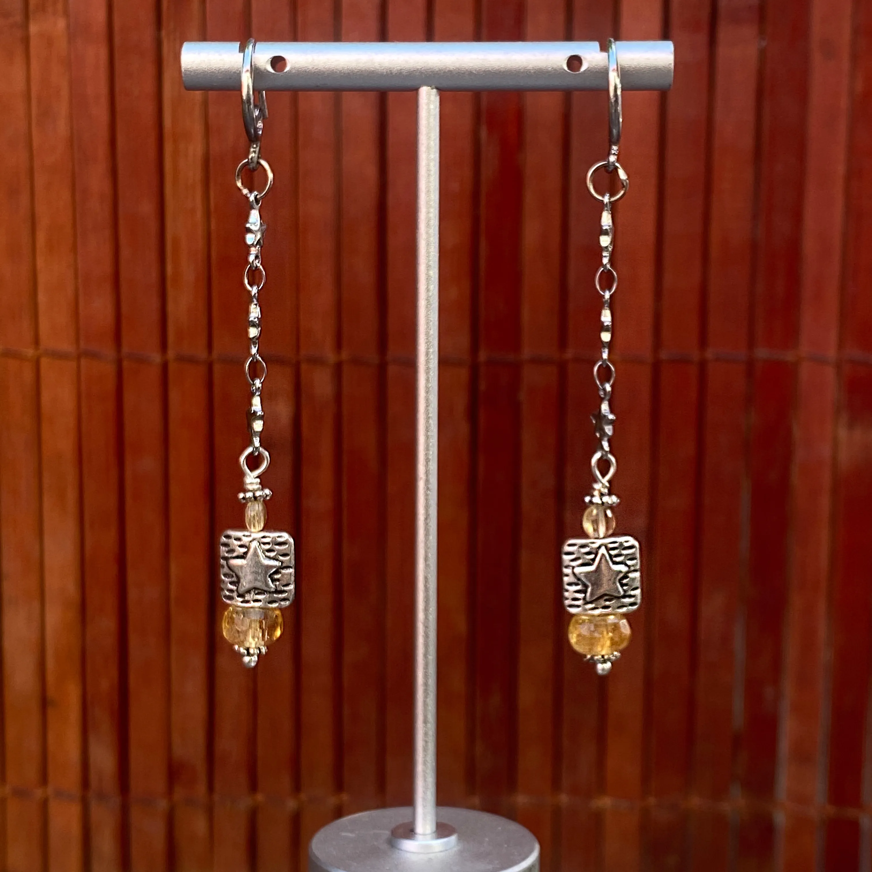 Citrine and Star Earrings