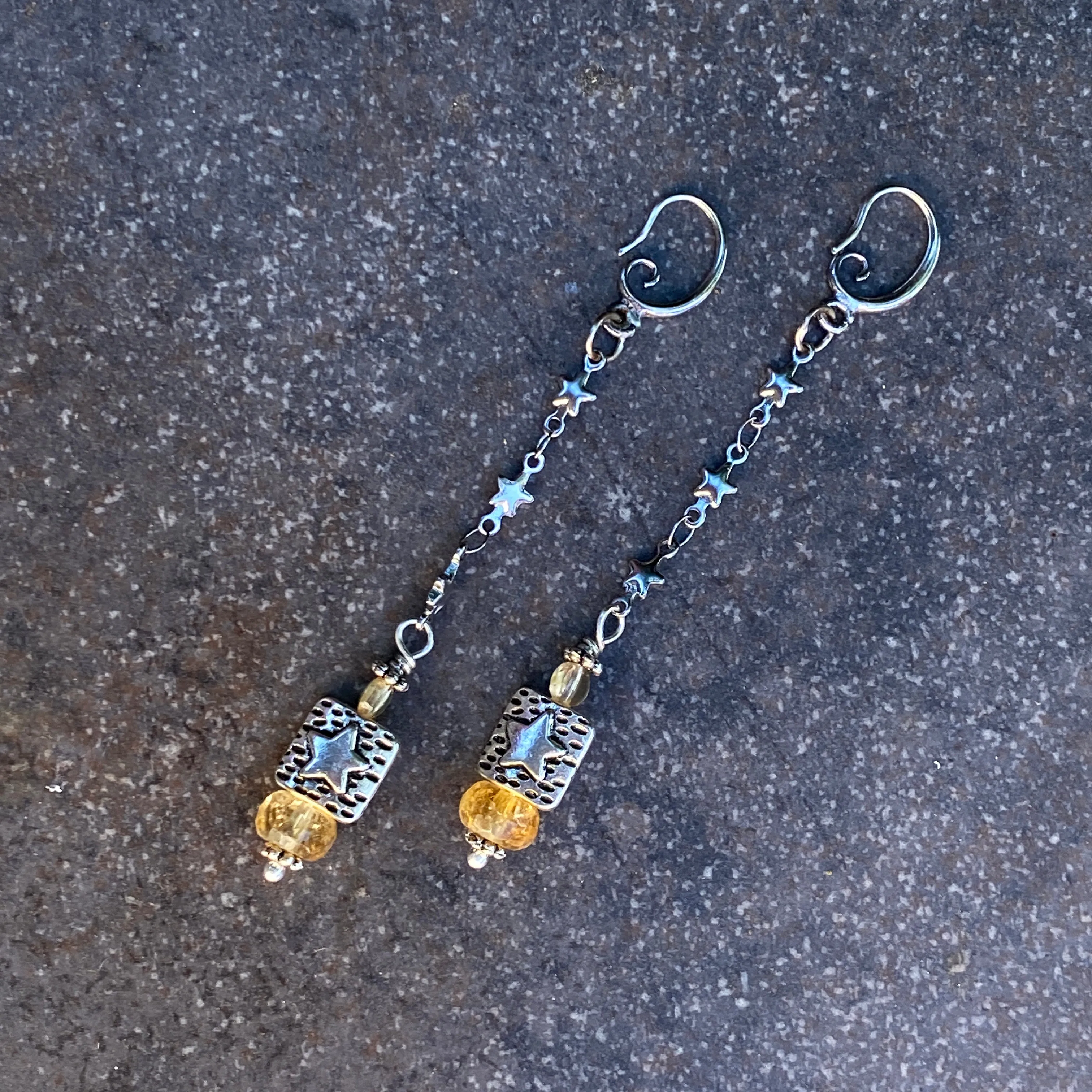 Citrine and Star Earrings
