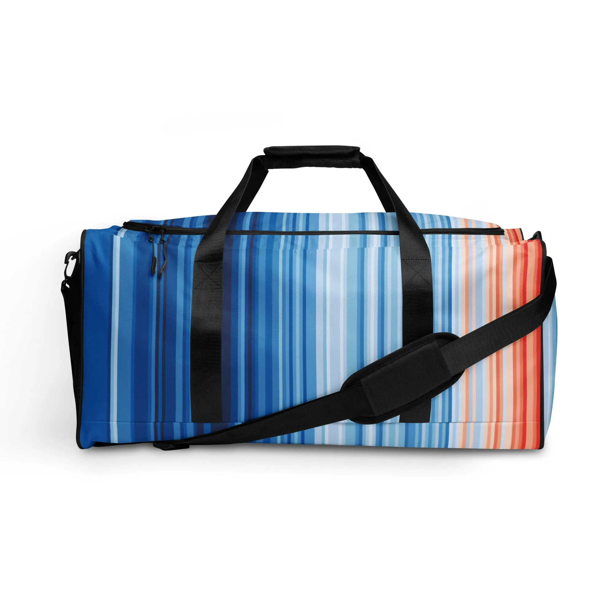 Climate Change Global Warming Stripes - Sustainably Made Duffle Bag