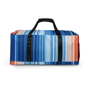 Climate Change Global Warming Stripes - Sustainably Made Duffle Bag