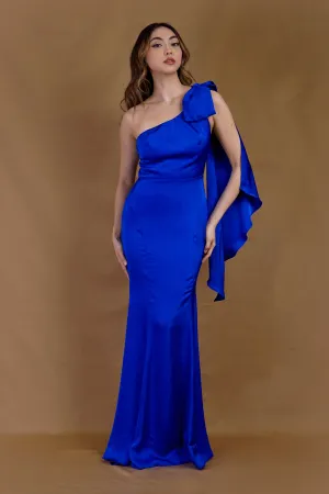 Cobalt One Shoulder Bow Gown