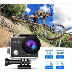 Color: Blue - 4K Waterproof All Digital UHD WiFi Camera   RF Remote And Accessor