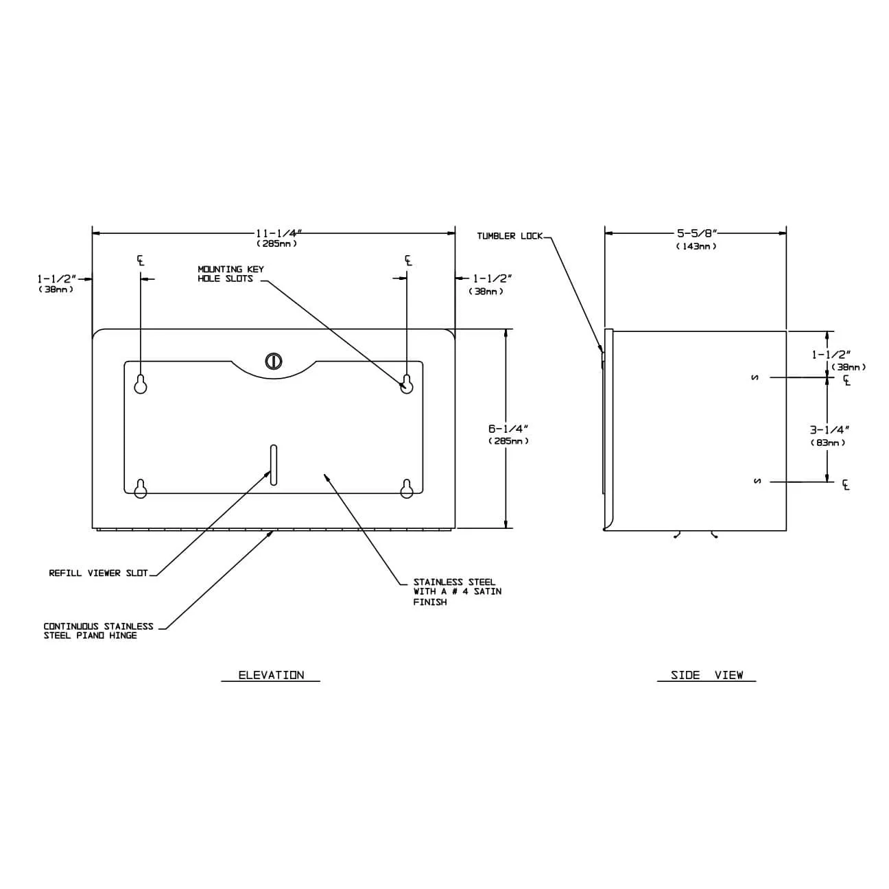 Commercial Paper Towel Dispenser, Surface-Mounted, Stainless Steel ASI 0245-SS