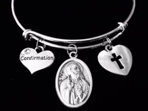Confirmation Jewelry Saint Peter Adjustable Bracelet Silver Expandable Bangle Medal Catholic Gift