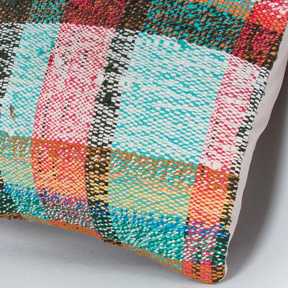 Contemporary Multiple Color Kilim Pillow Cover 16x16 8335