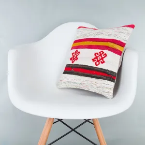Contemporary Multiple Color Kilim Pillow Cover 16x16 8343