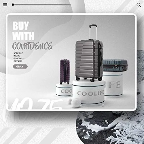 COOLIFE Luggage Expandable(only 28'') Suitcase PC ABS TSA Lock Spinner Carry on new fashion design (gray, 3 piece set)