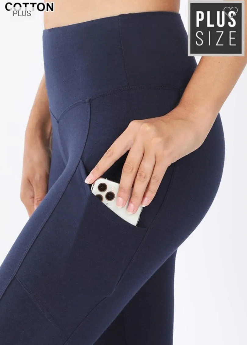 Cotton Wide Waistband Pocket Leggings