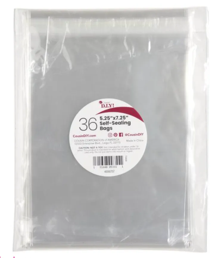 Cousin DIY 5.25"X7.25" Self-Sealing Bags 36/Pkg