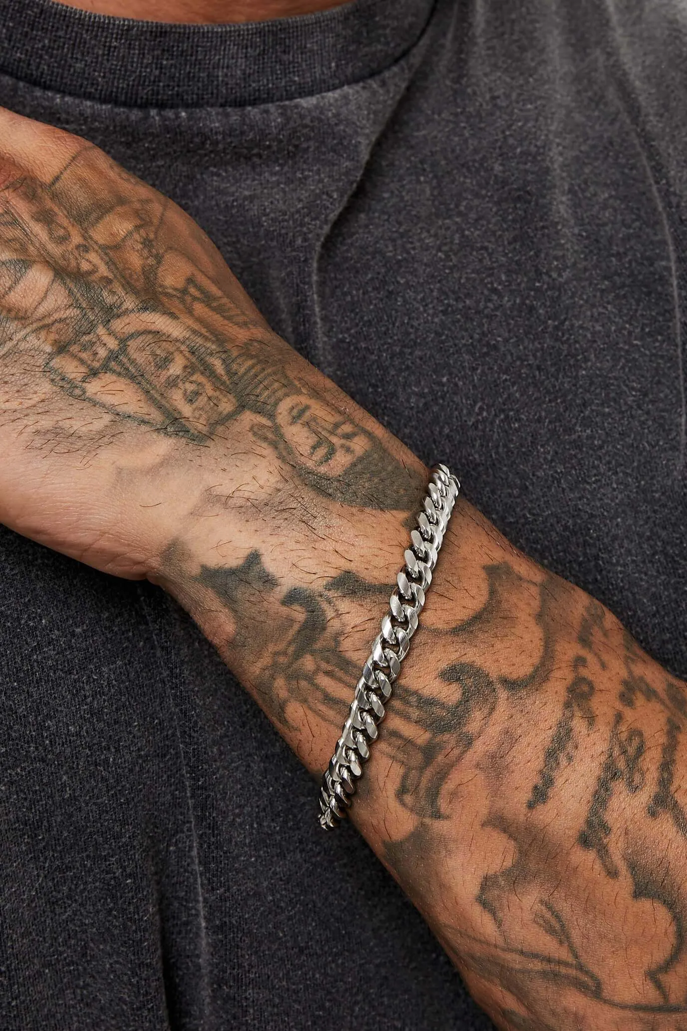 CUBAN CHAIN BRACELET 8MM - SILVER