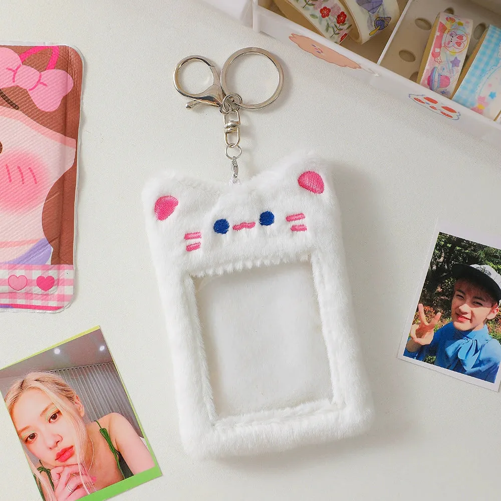 Cute Plush Animal Card Keychain Bag
