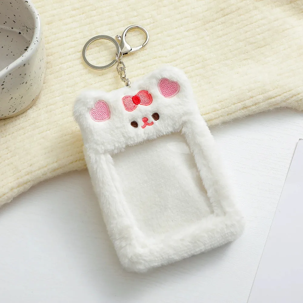 Cute Plush Animal Card Keychain Bag