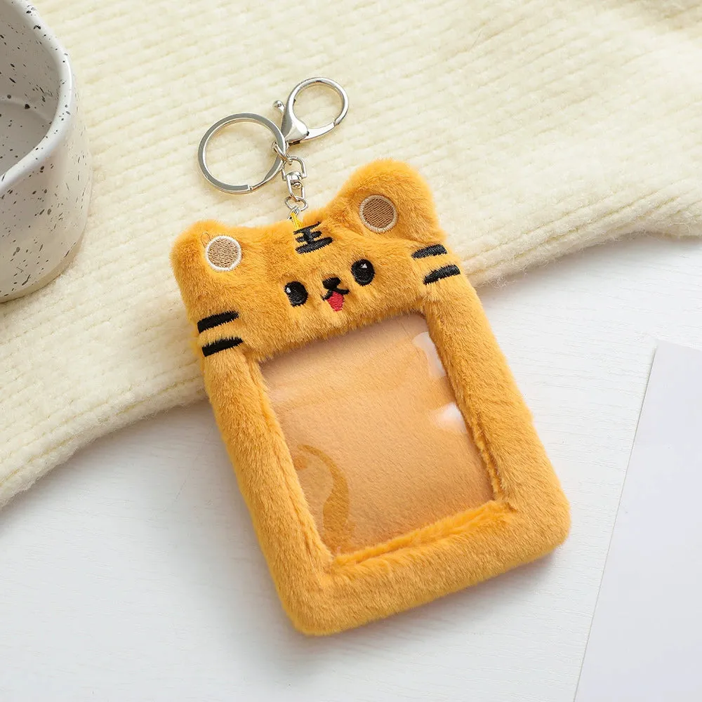 Cute Plush Animal Card Keychain Bag