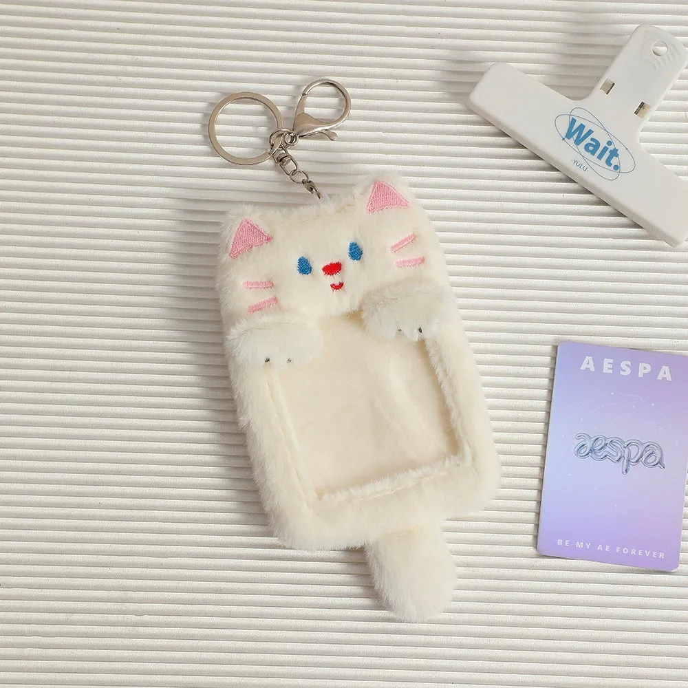 Cute Plush Animal Card Keychain Bag