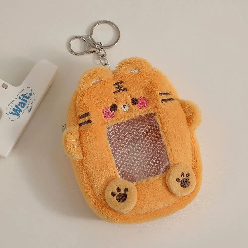 Cute Plush Animal Card Keychain Bag