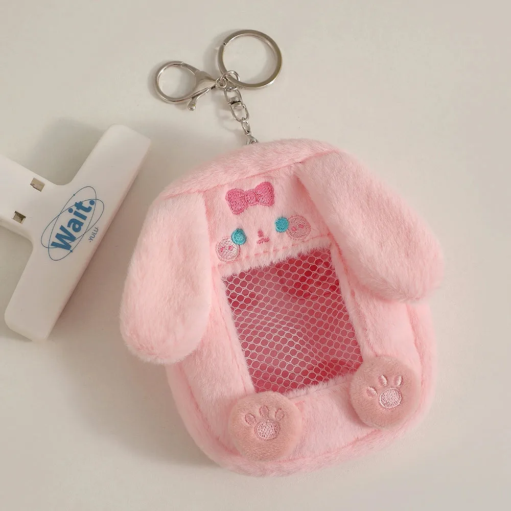 Cute Plush Animal Card Keychain Bag