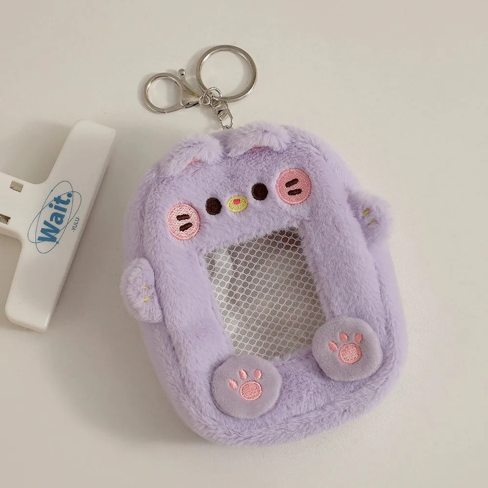 Cute Plush Animal Card Keychain Bag