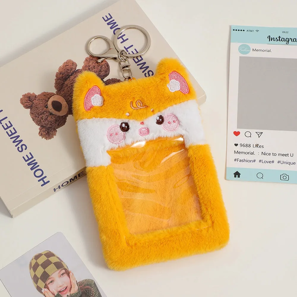 Cute Plush Animal Card Keychain Bag