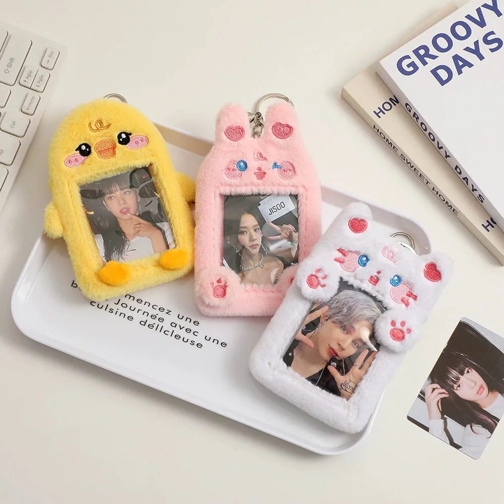 Cute Plush Animal Card Keychain Bag
