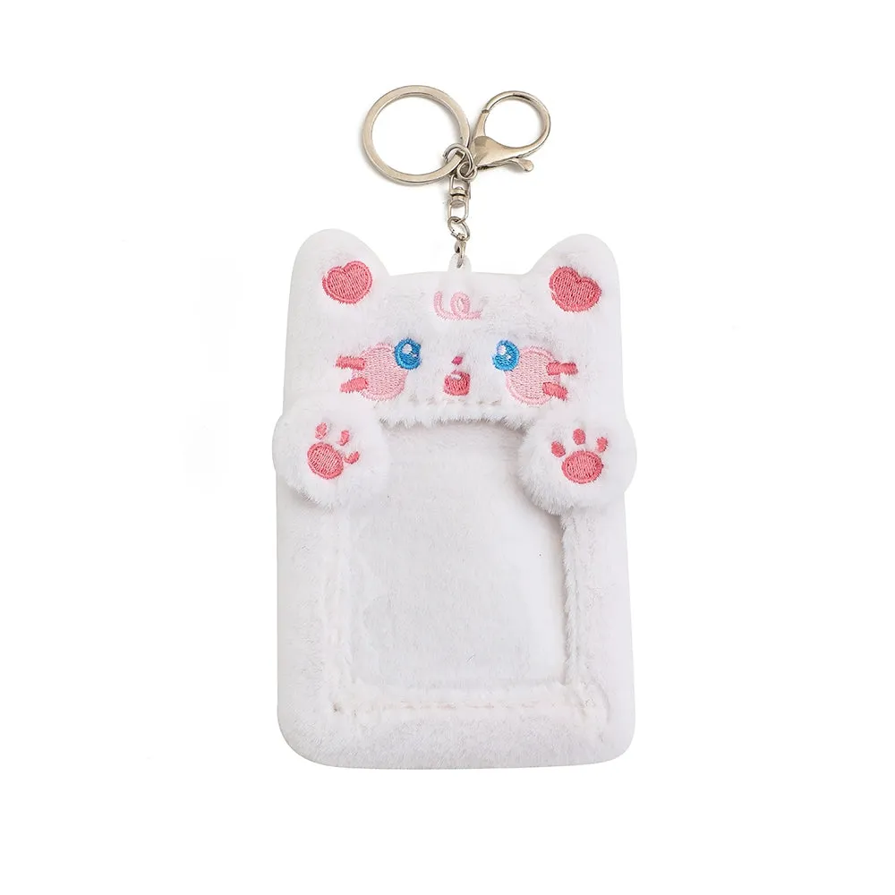 Cute Plush Animal Card Keychain Bag